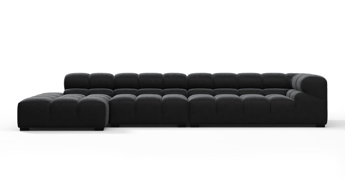 Tufty - Tufty Sectional, Large, Left Chaise, Black Velvet