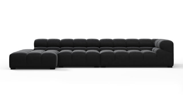 Tufty - Tufty Sectional, Large, Left Chaise, Black Velvet