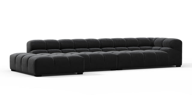 Tufty - Tufty Sectional, Large, Left Chaise, Black Velvet