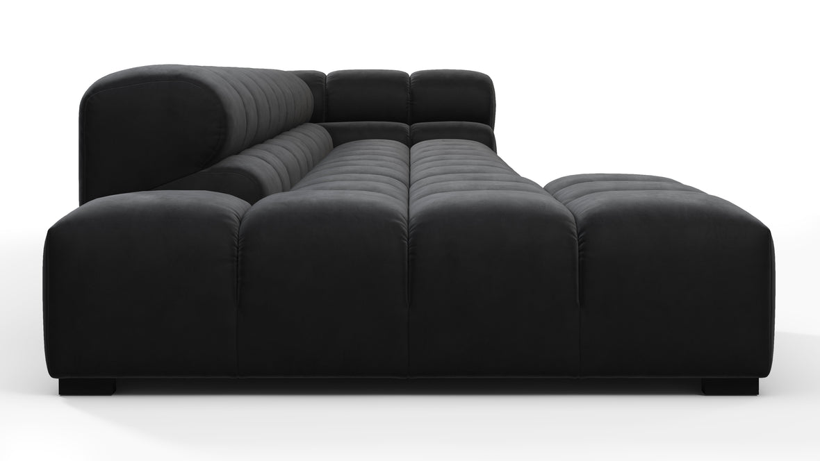 Tufty - Tufty Sectional, Large, Left Chaise, Black Velvet