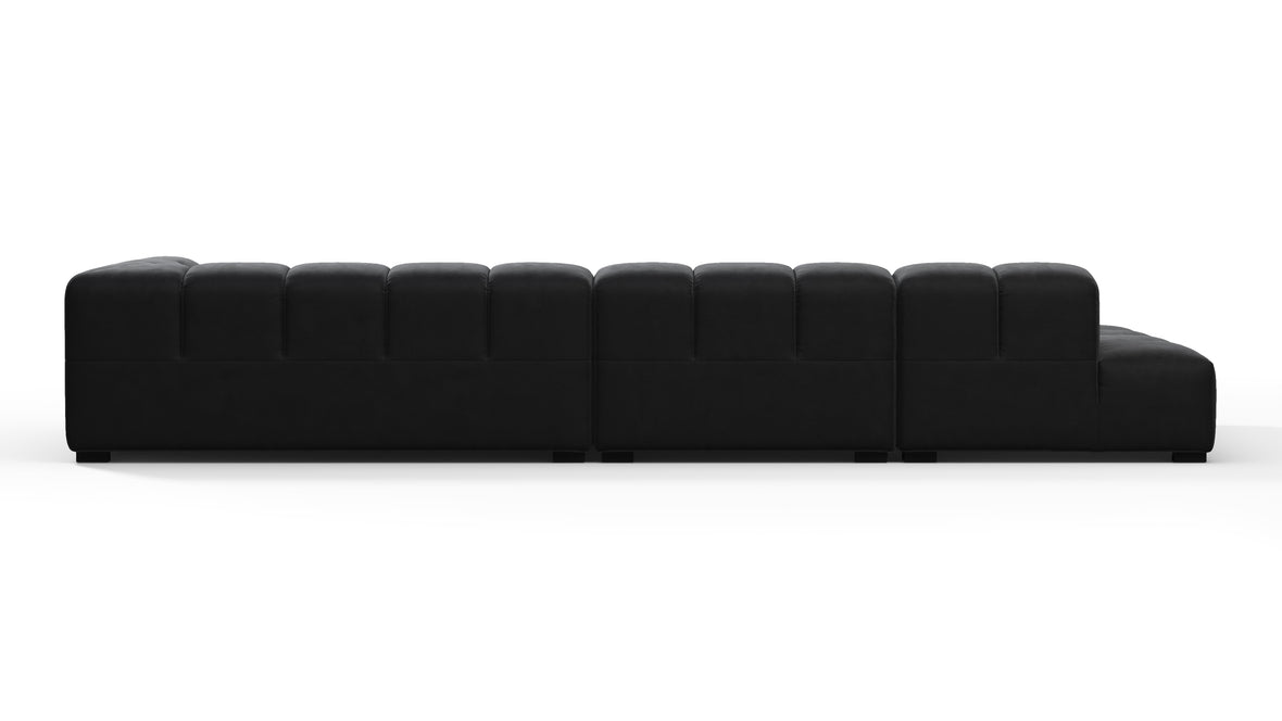 Tufty - Tufty Sectional, Large, Left Chaise, Black Velvet