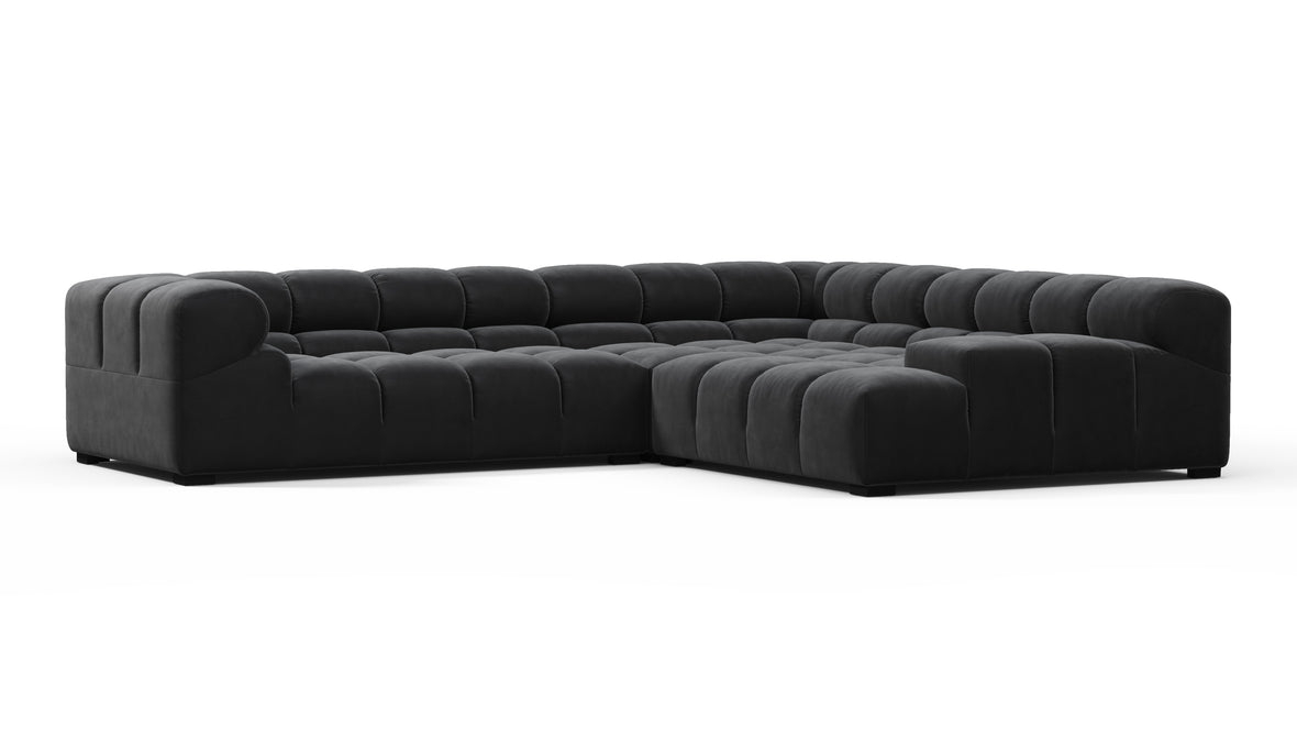 Tufty - Tufty Sectional, Right Corner, Black Velvet