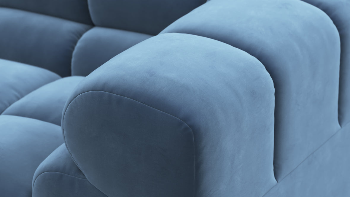 Tufty - Tufty Sectional, Left Corner, Aegean Blue Velvet
