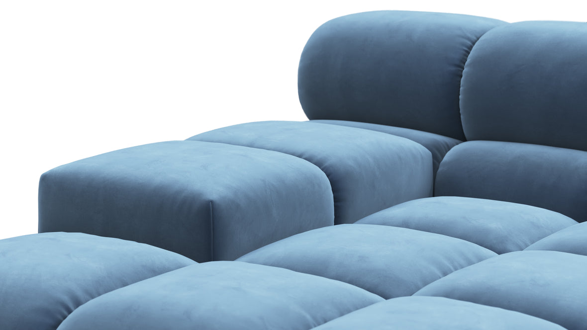 Tufty - Tufty Sectional, Left Corner, Aegean Blue Velvet