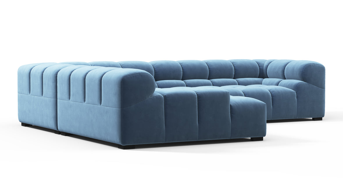 Tufty - Tufty Sectional, Left Corner, Aegean Blue Velvet