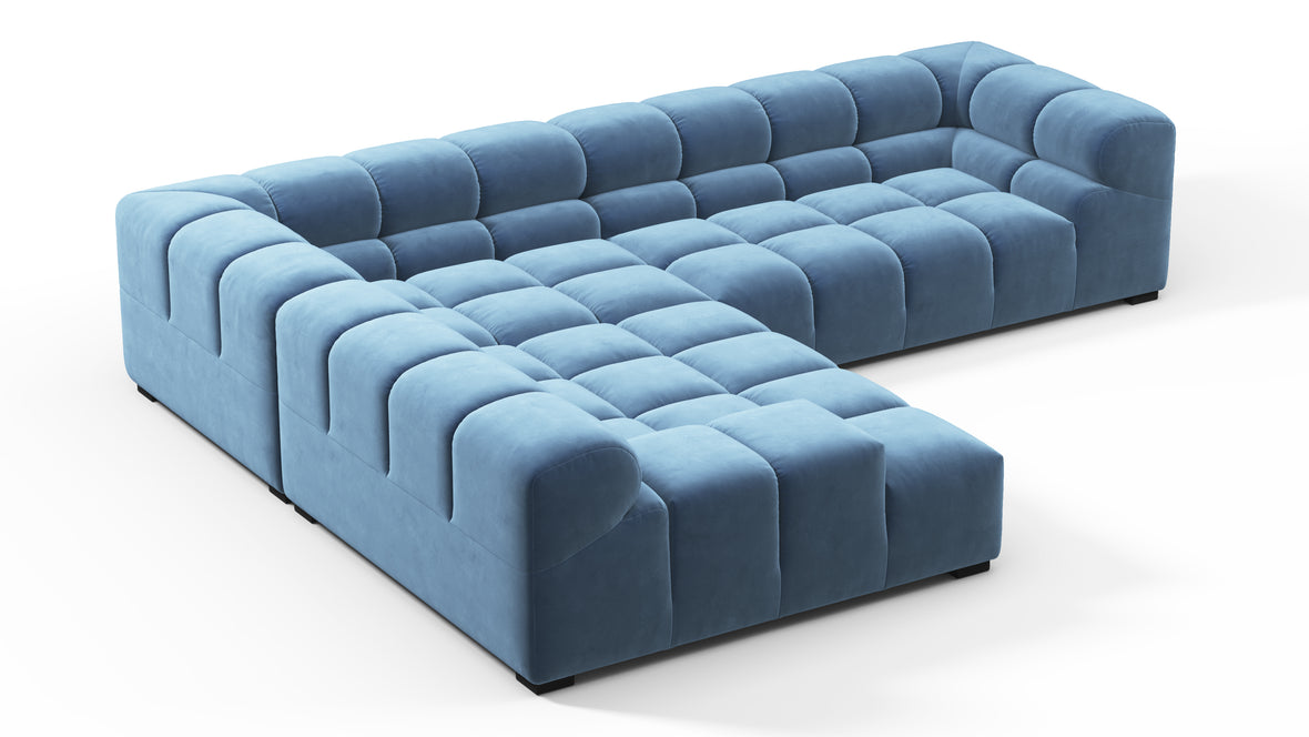 Tufty - Tufty Sectional, Left Corner, Aegean Blue Velvet