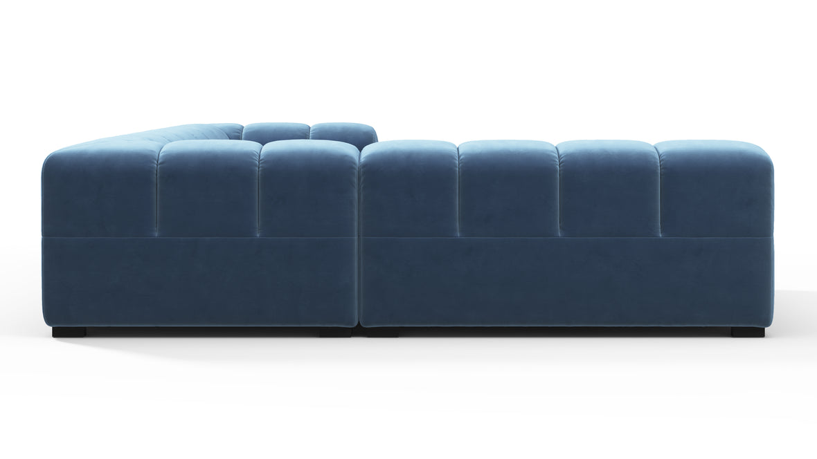 Tufty - Tufty Sectional, Left Corner, Aegean Blue Velvet