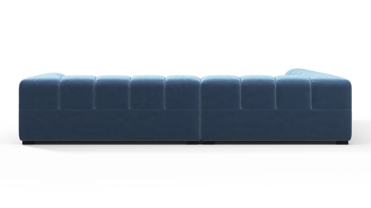 Tufty - Tufty Sectional, Left Corner, Aegean Blue Velvet