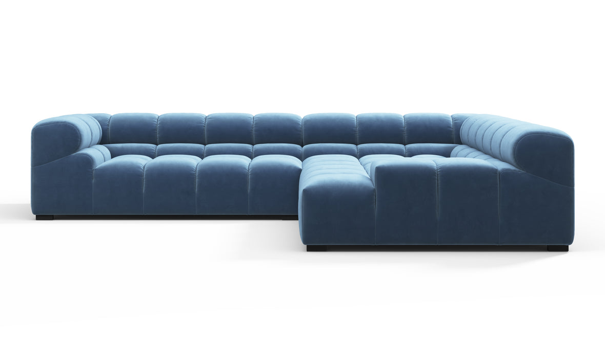 Tufty - Tufty Sectional, Right Corner, Aegean Blue Velvet
