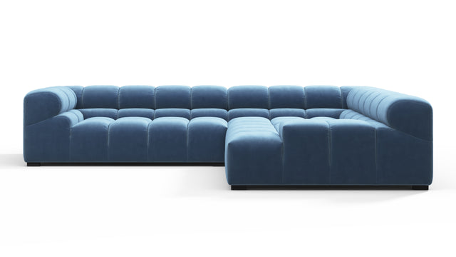 Tufty - Tufty Sectional, Right Corner, Aegean Blue Velvet