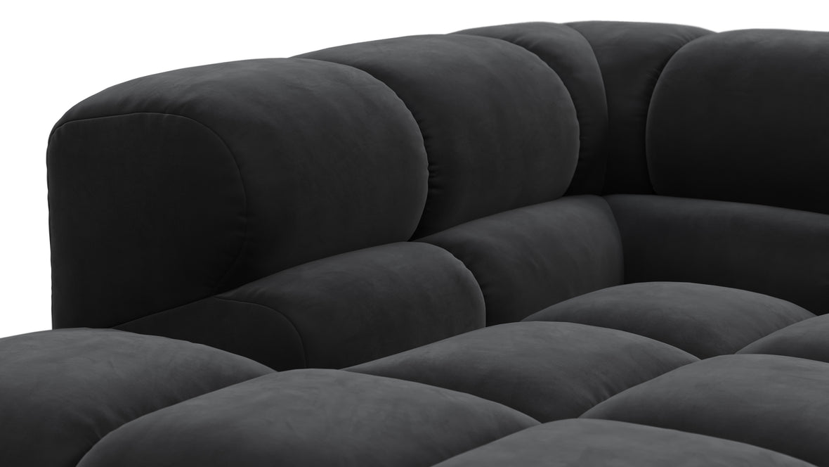 Tufty - Tufty Sectional, Small L, Left, Black Velvet