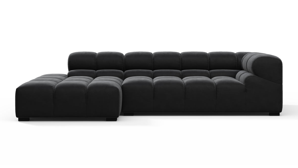 Tufty - Tufty Sectional, Small L, Left, Black Velvet