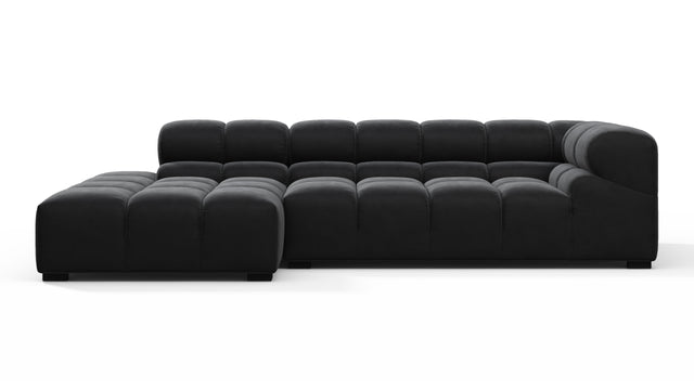 Tufty - Tufty Sectional, Small L, Left, Black Velvet