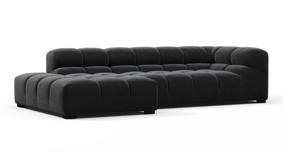 Tufty - Tufty Sectional, Small L, Left, Black Velvet