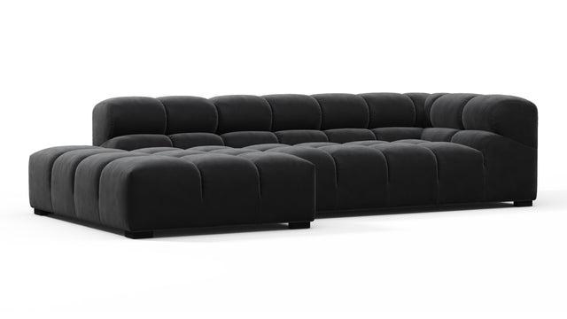 Tufty - Tufty Sectional, Small L, Left, Black Velvet