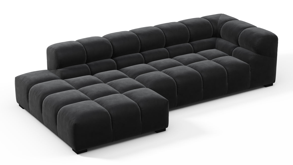 Tufty - Tufty Sectional, Small L, Left, Black Velvet