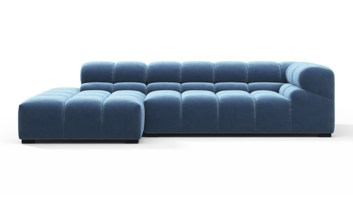 Tufty - Tufty Sectional, Small L, Left, Aegean Blue Velvet