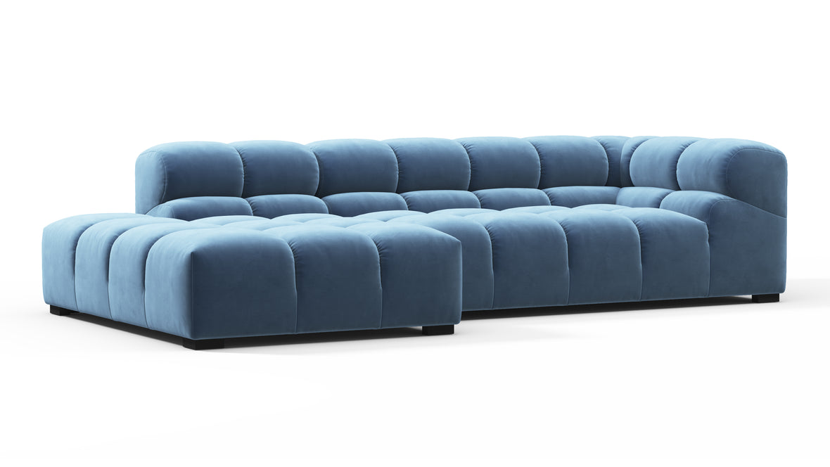 Tufty - Tufty Sectional, Small L, Left, Aegean Blue Velvet