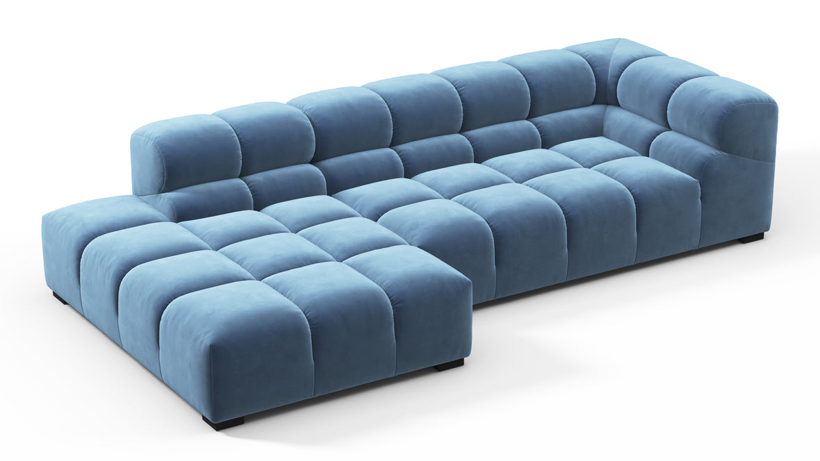 Tufty - Tufty Sectional, Small L, Left, Aegean Blue Velvet