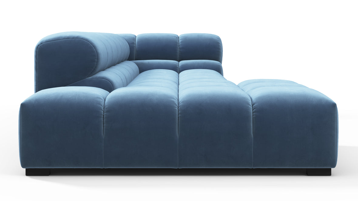Tufty - Tufty Sectional, Small L, Left, Aegean Blue Velvet