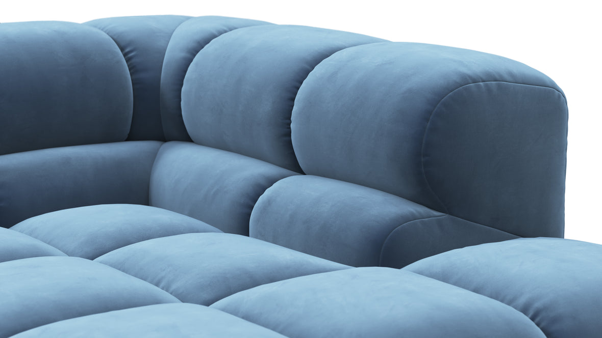 Tufty - Tufty Sectional, Small L, Right, Aegean Blue Velvet