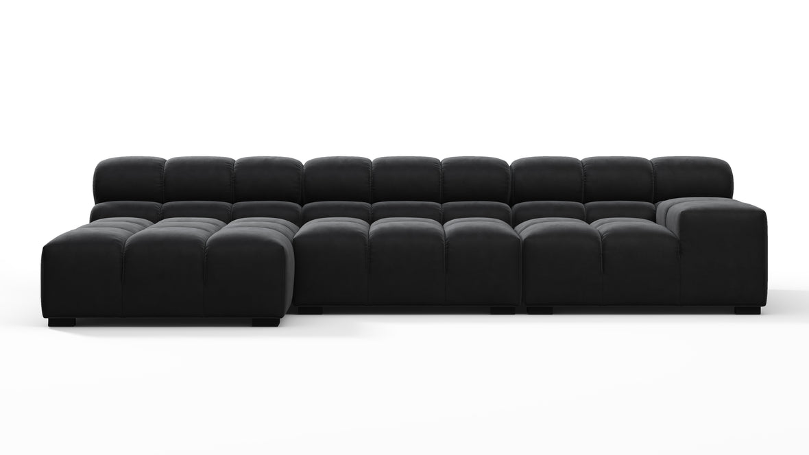 Tufty - Tufty Sectional, Small, Left Chaise, Black Velvet