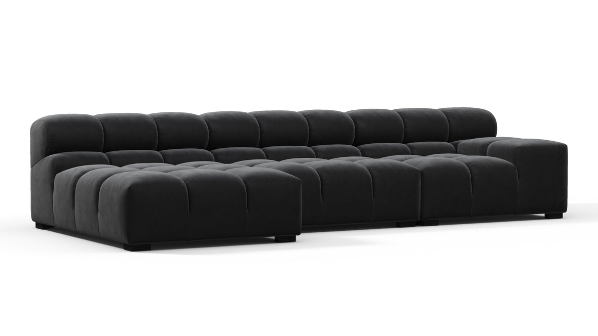 Tufty - Tufty Sectional, Small, Left Chaise, Black Velvet