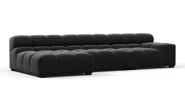 Tufty - Tufty Sectional, Small, Left Chaise, Black Velvet