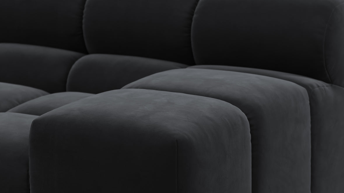 Tufty - Tufty Sectional, Small, Right Chaise, Black Velvet