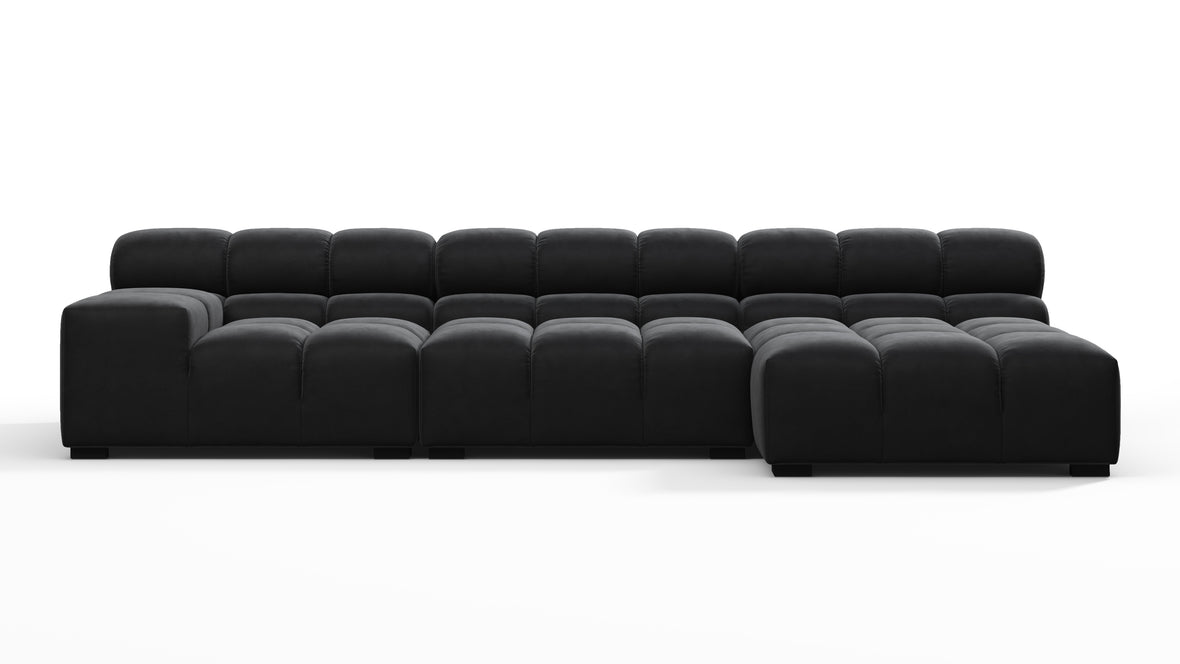 Tufty - Tufty Sectional, Small, Right Chaise, Black Velvet