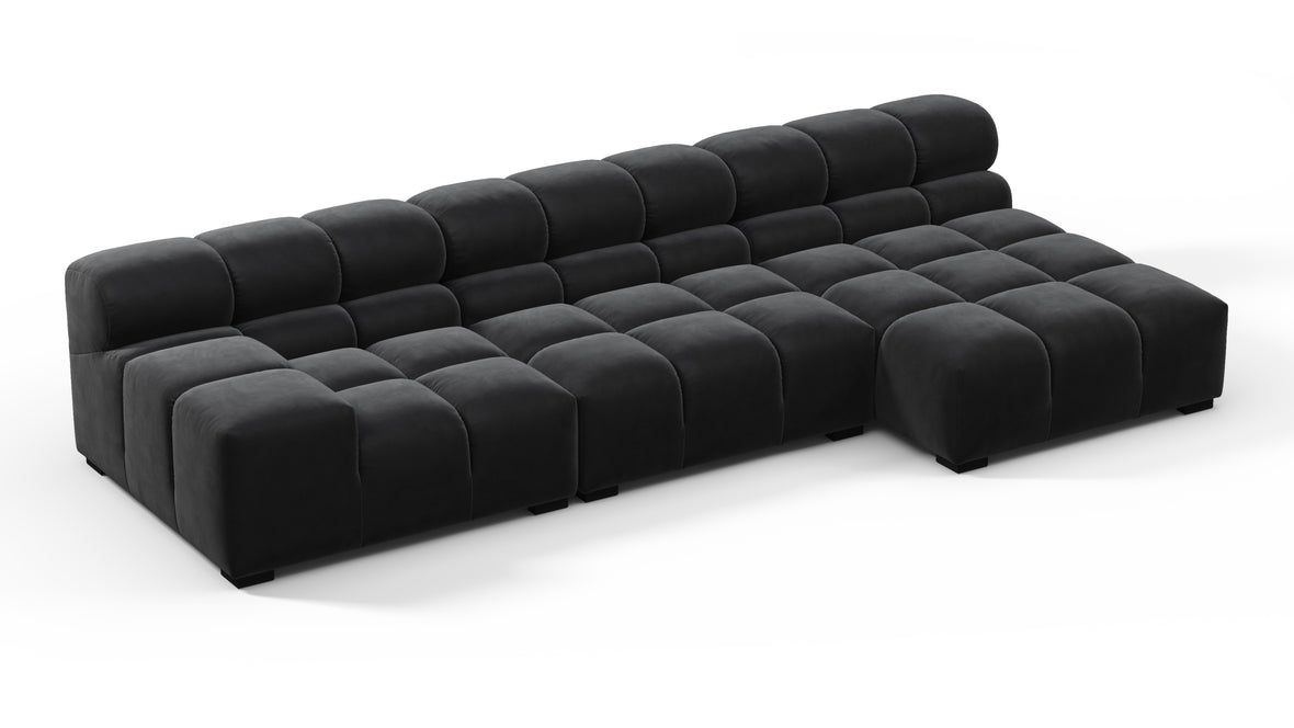 Tufty - Tufty Sectional, Small, Right Chaise, Black Velvet