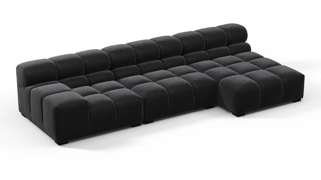 Tufty - Tufty Sectional, Small, Right Chaise, Black Velvet
