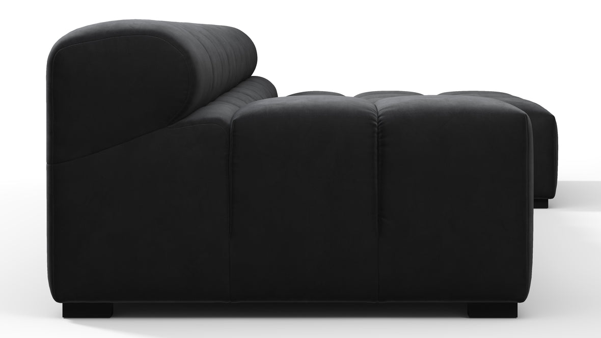 Tufty - Tufty Sectional, Small, Right Chaise, Black Velvet