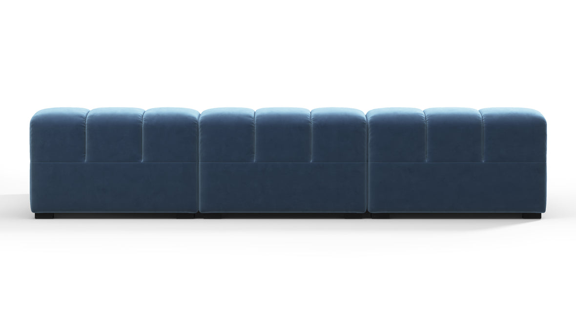 Tufty - Tufty Sectional, Small, Right Chaise, Aegean Blue Velvet