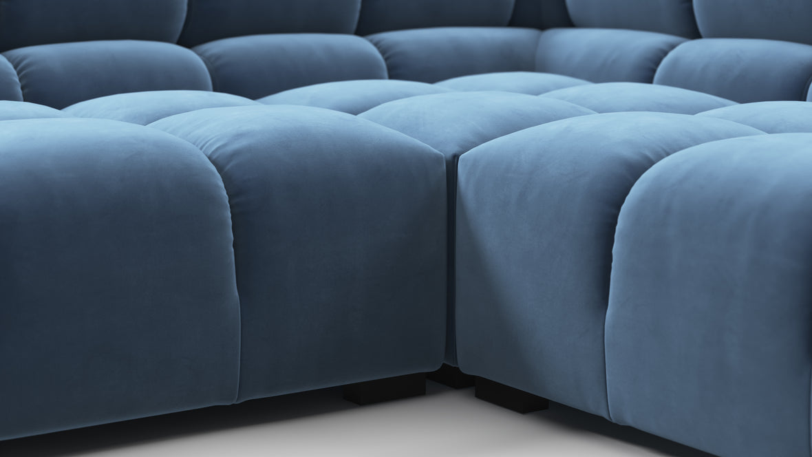 Tufty - Tufty Sectional, U Shape, Aegean Blue Velvet
