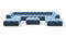 Tufty - Tufty Sectional, U Shape, Aegean Blue Velvet