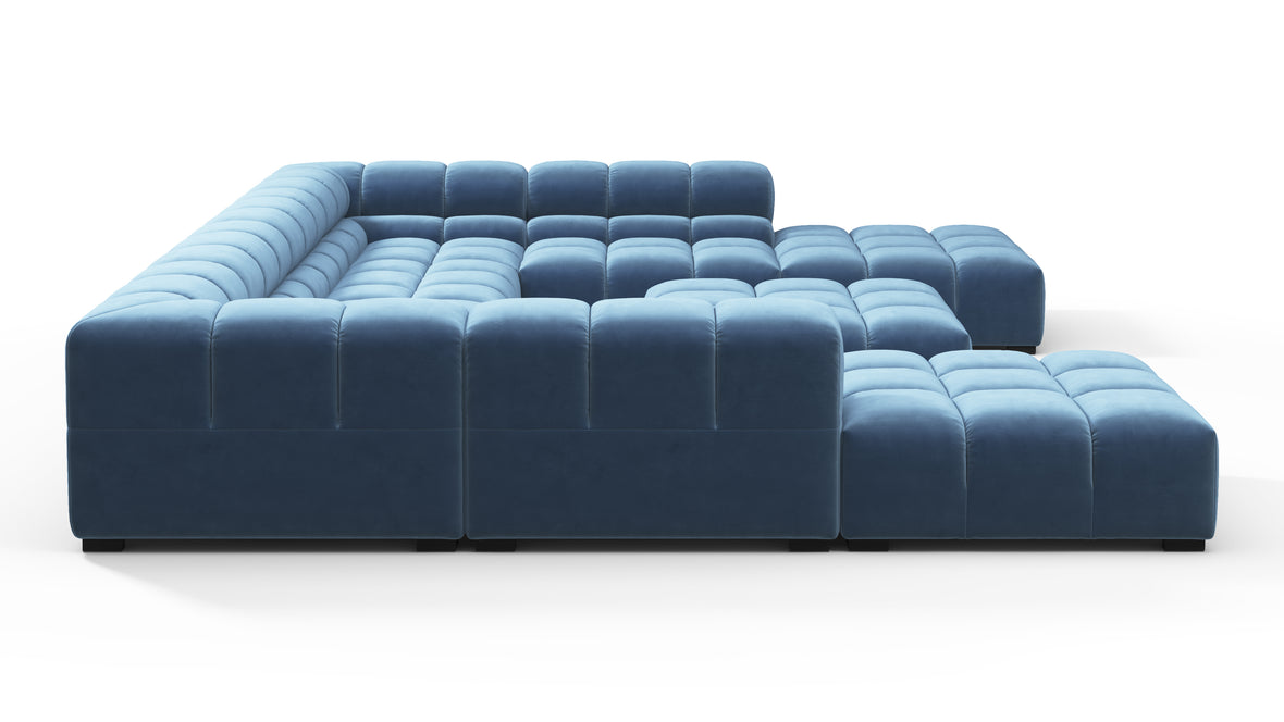 Tufty - Tufty Sectional, U Shape, Aegean Blue Velvet