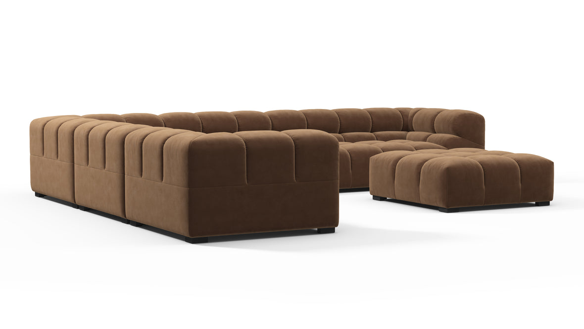 Tufty - Tufty Sectional, Large Left Corner, Mocha Velvet