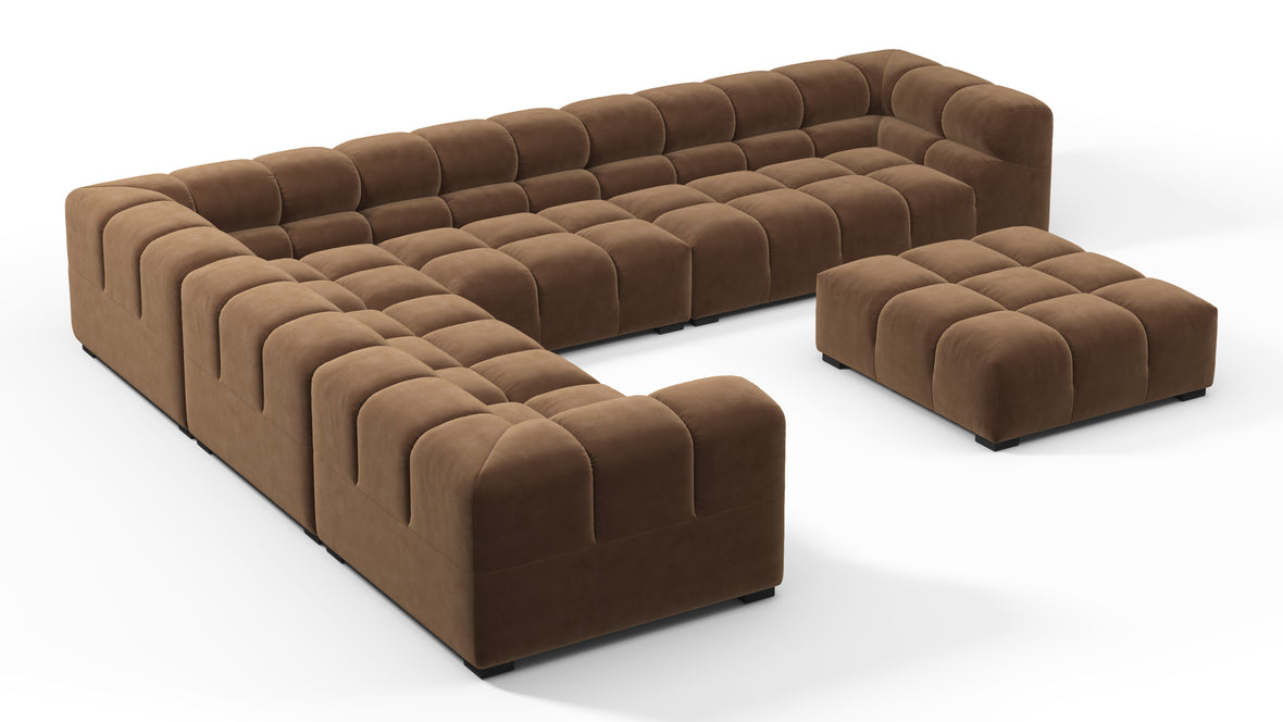 Tufty - Tufty Sectional, Large Left Corner, Mocha Velvet