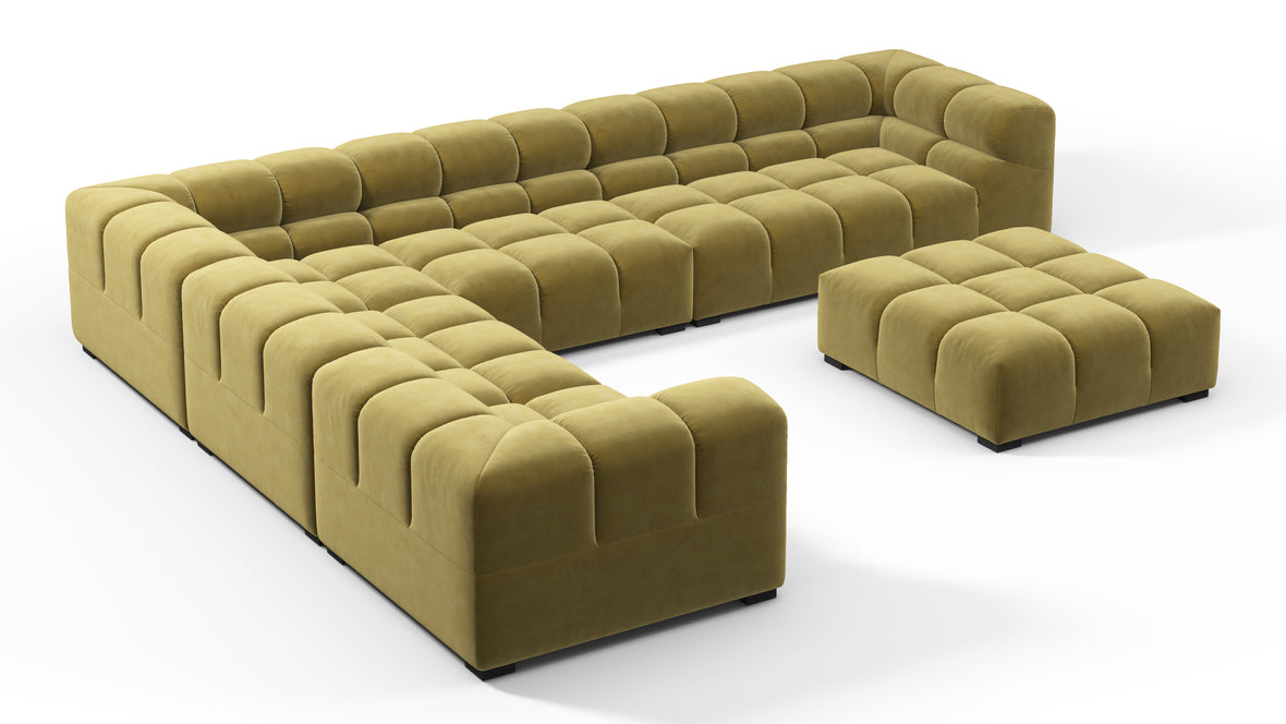 Tufty - Tufty Sectional, Large Left Corner, Olive Gold Velvet