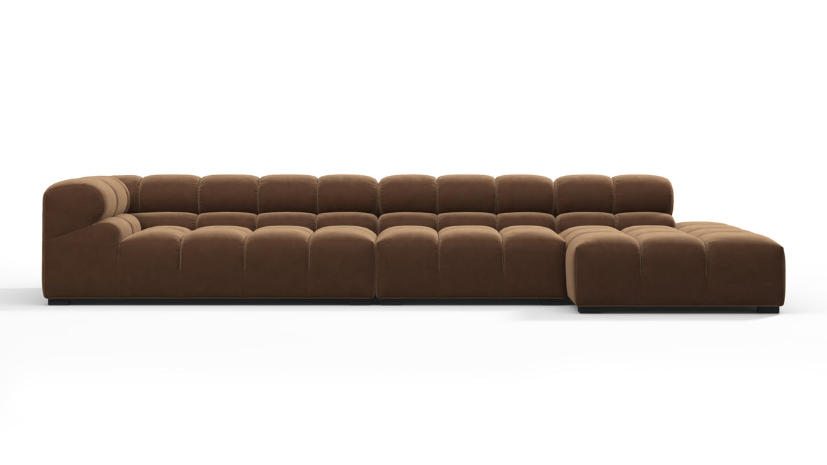 Tufty - Tufty Sectional, Large, Right Chaise, Mocha Velvet