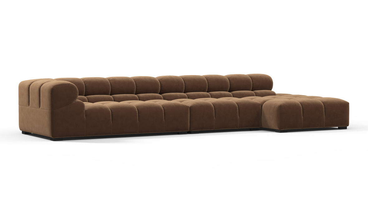 Tufty - Tufty Sectional, Large, Right Chaise, Mocha Velvet