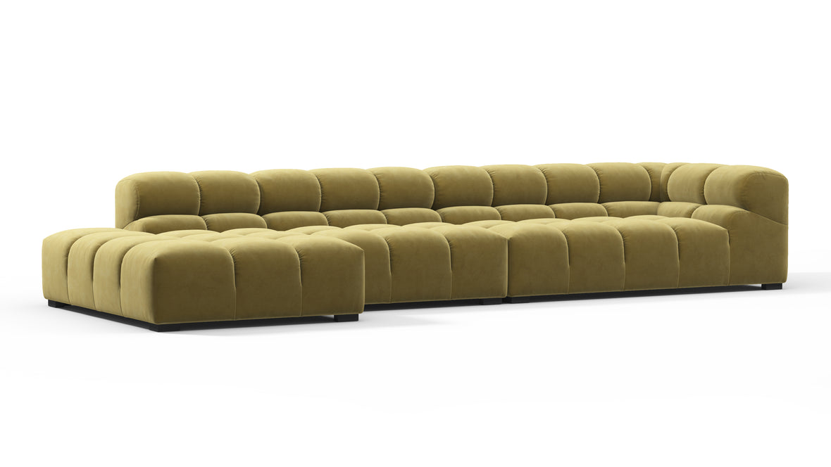 Tufty - Tufty Sectional, Large, Left Chaise, Olive Gold Velvet