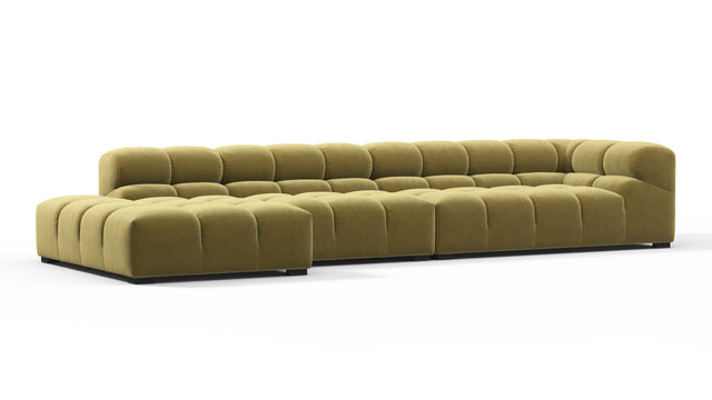 Tufty - Tufty Sectional, Large, Left Chaise, Olive Gold Velvet