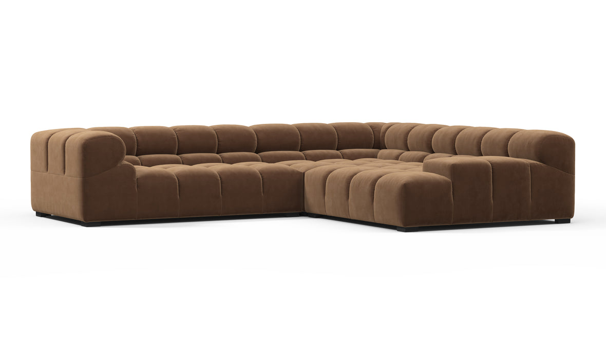 Tufty - Tufty Sectional, Right Corner, Mocha Velvet