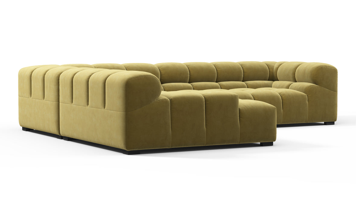 Tufty - Tufty Sectional, Left Corner, Olive Gold Velvet