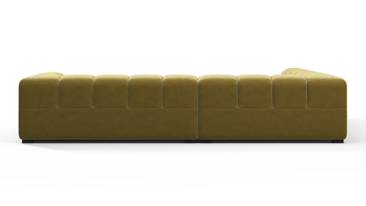 Tufty - Tufty Sectional, Left Corner, Olive Gold Velvet