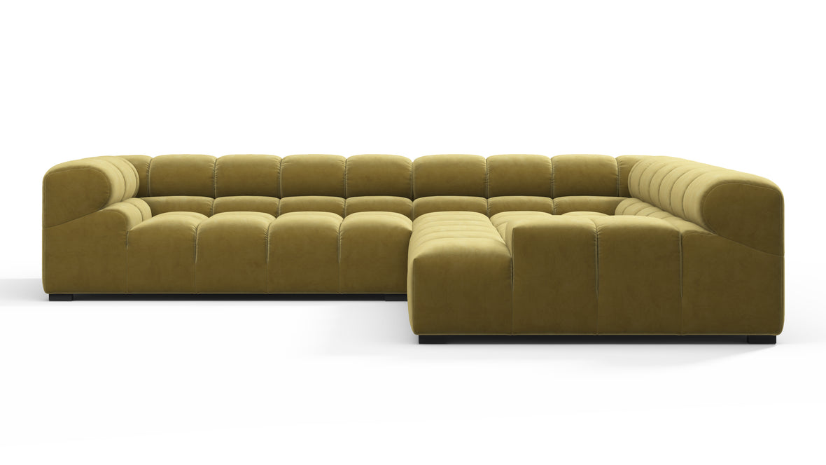 Tufty - Tufty Sectional, Right Corner, Olive Gold Velvet