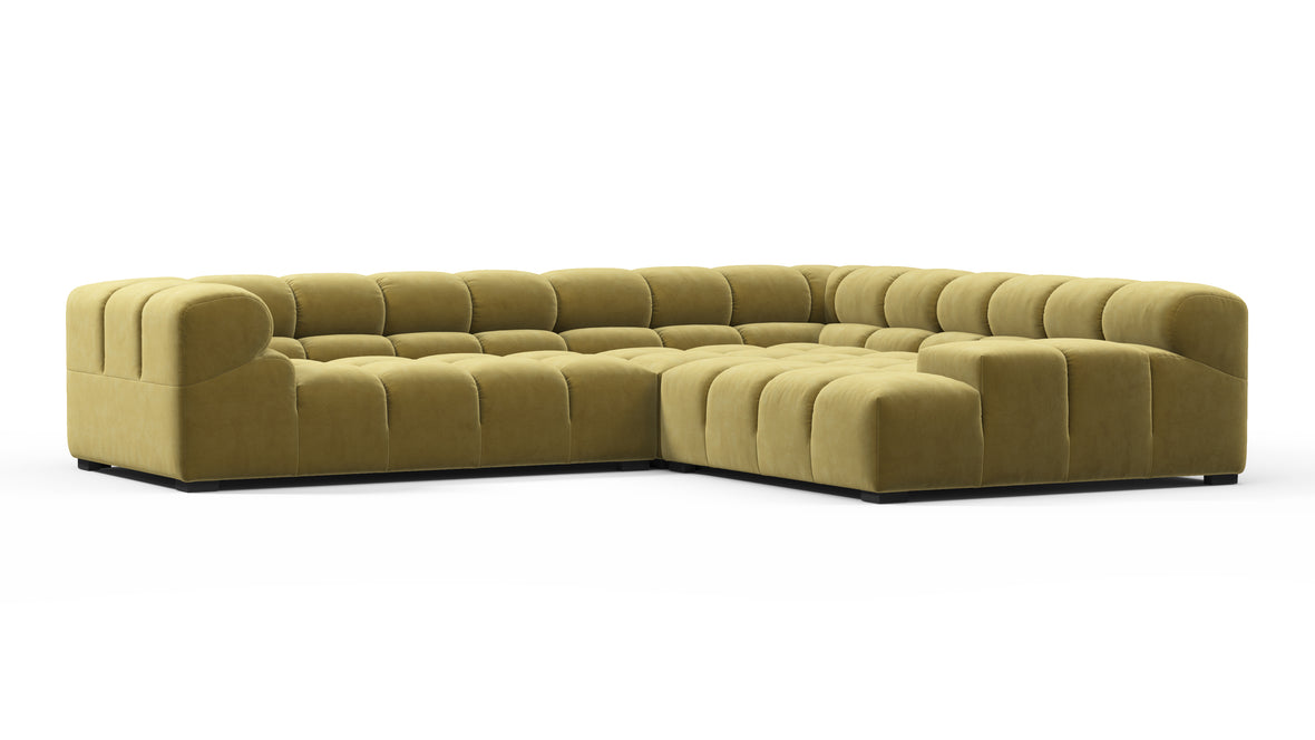 Tufty - Tufty Sectional, Right Corner, Olive Gold Velvet