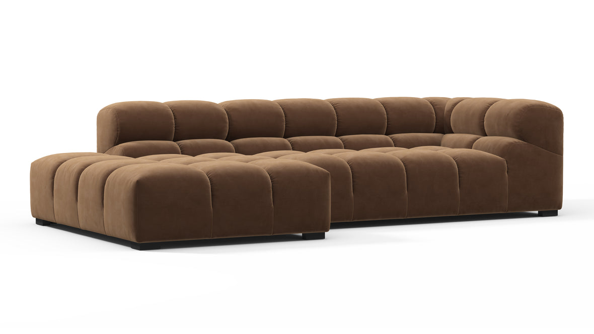 Tufty - Tufty Sectional, Small L, Left, Mocha Velvet